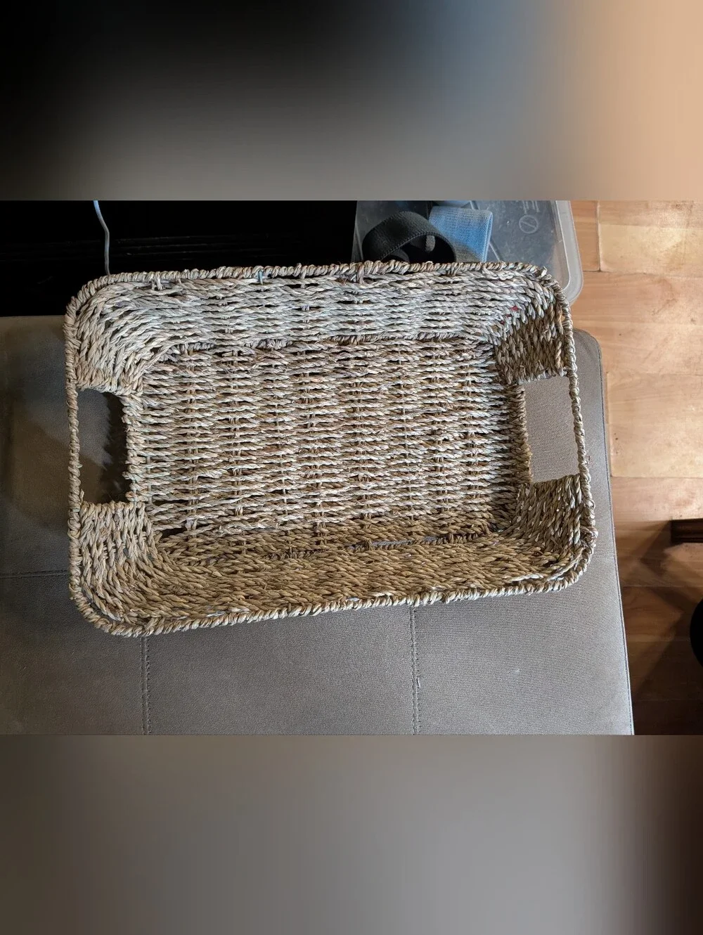 Natural Woven Seagrass Storage Tray - Unbranded Brown